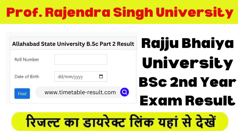 ASU BSc 2nd Year Result 2024 Rajju Bhaiya University Results