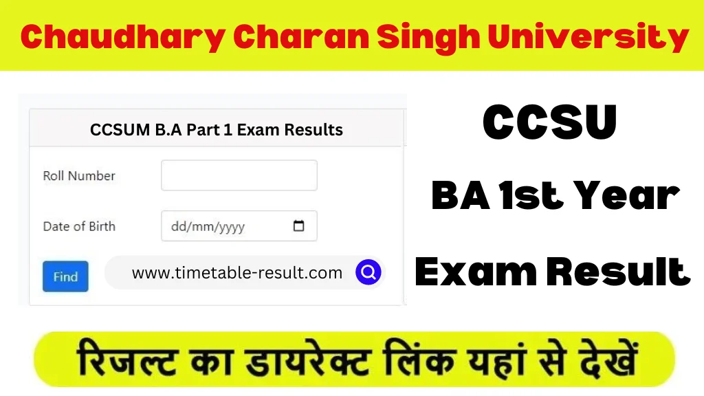 CCSU BA 1st Year Result 2024 CCS University B.A First Results