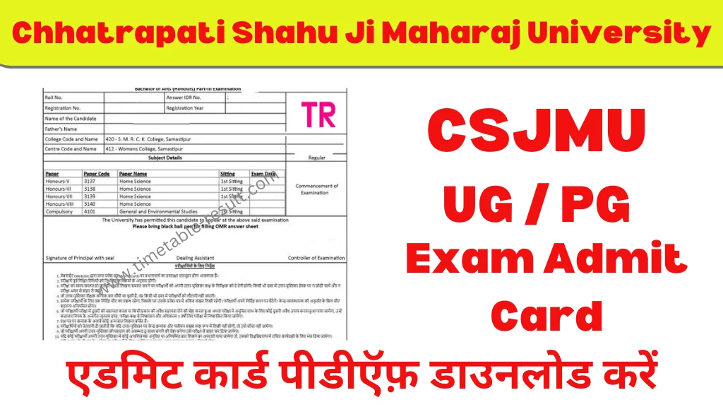 CSJMU Admit Card 2024 Kanpur University UG PG Admit Card