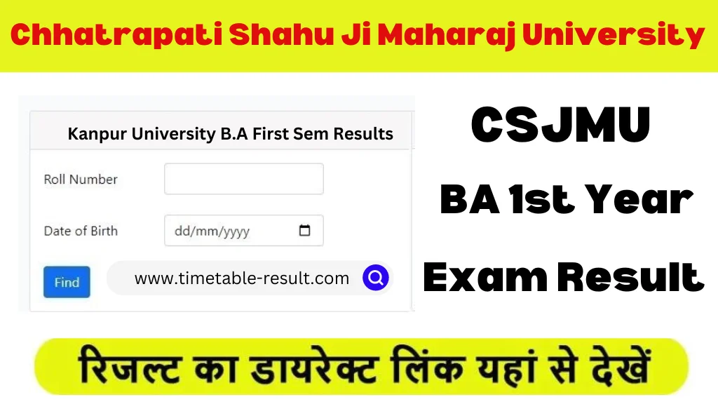 CSJMU BA 1st Year Result 2024 Kanpur University B.A Results