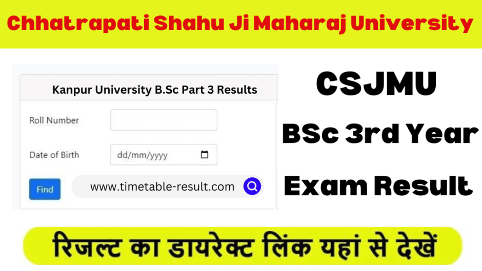 CSJMU BSc 3rd Year Result 2024 Kanpur University B.Sc Results