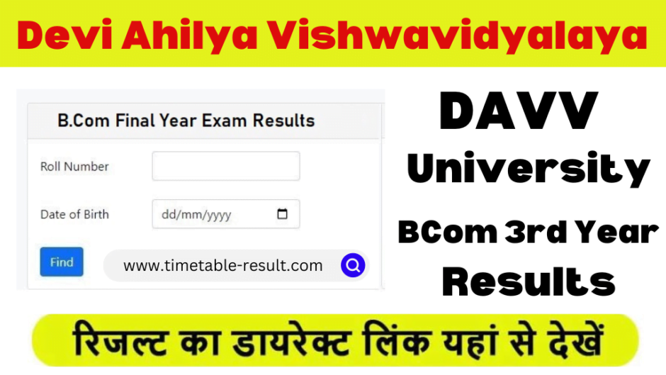 DAVV BCom 3rd Year Result 2024 – Devi Ahilya Vishwavidyalaya