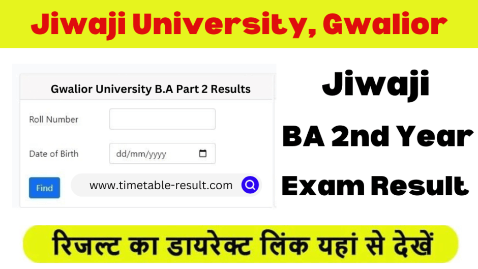 Jiwaji University BA 2nd Year Result 2024 – Gwalior University Result