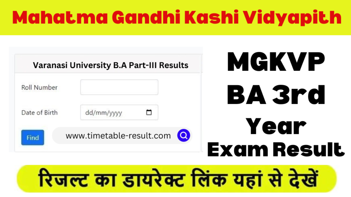 MGKVP BA 3rd Year Result 2024 Kashi Vidyapeeth B.A III Result