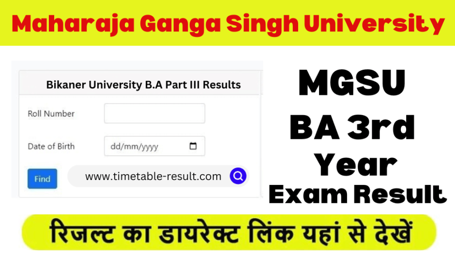 MGSU BA 3rd Year Result 2024 - Bikaner University BA Final Result