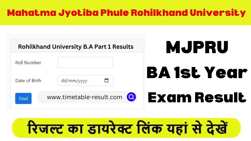 MJPRU BA 1st Year Result 2024 Rohilkhand University b.a result