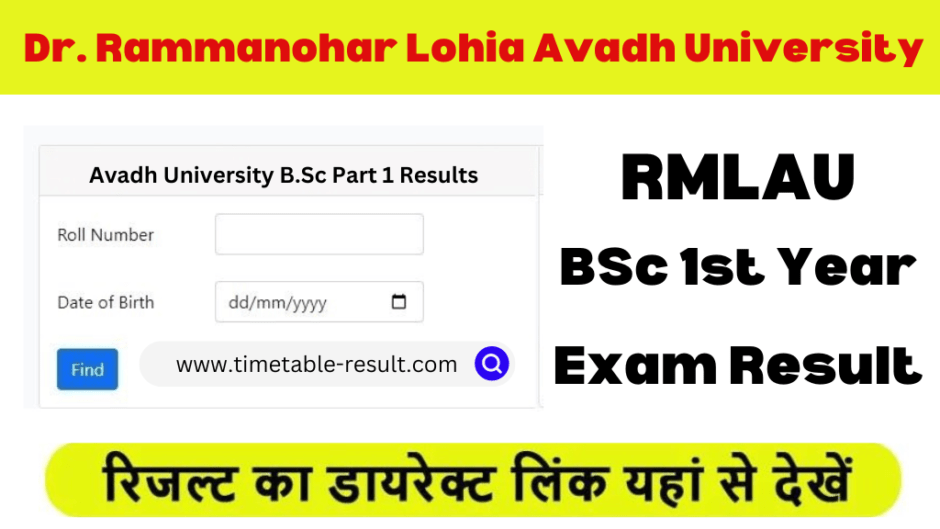 RMLAU BSc 1st Year Result 2024 Avadh University B.Sc Results