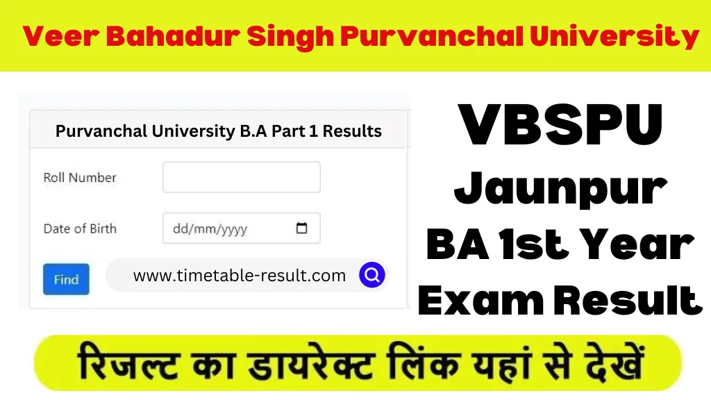 VBSPU BA 1st Year Result 2024 Purvanchal University Results