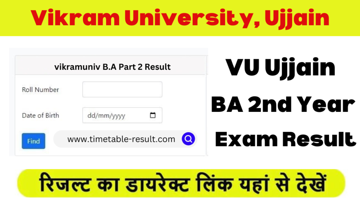 Vikram University BA 2nd Year Result 2024