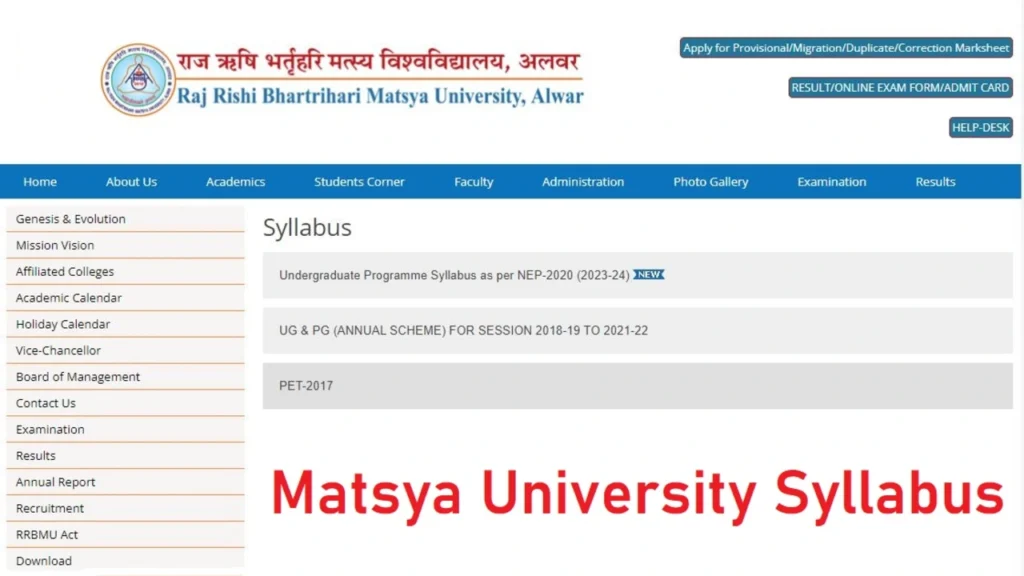 matsya university syllabus